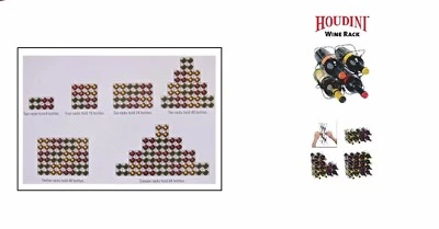 Metrokane Houdini Expandable Wine Rack 4 Bottle Rack Black steel Modular BNIB - Image 1 of 2