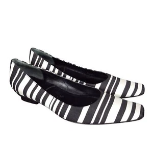 Kate Spade Vintage schwarz elfenbein gestreift spitz eckige Zehenpartie niedriger Absatz Pumps Größe 7,5 - Bild 1 von 8