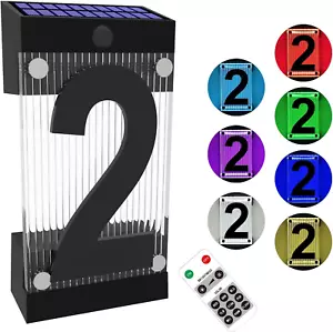 Solar House Numbers for Outside, 3D Acrylic Number Colorful light Remote Control - Picture 1 of 6