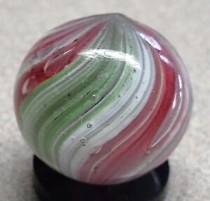 German Handmade Paneled Onionskin marble-.88", NM+, Lt. Green/Pink/White-Bubbles