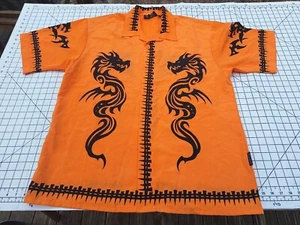 Dragonfly Clothing Company Shirt Men's XxL Dragon Skull Orange Black - Picture 1 of 10