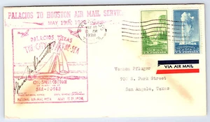 1938 Palacios, Texas National Airmail Week Cover Cachet Vernon Pfluger CV154 - Picture 1 of 2