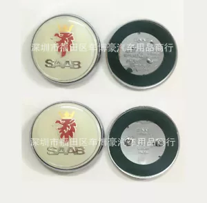 Juego de 2 insignias Saab 9-3,9-5 emblema con logotipo de bota trasera y capó delantero 68 mm blanco - Imagen 1 de 3