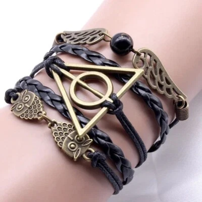 Handmade Deathly Hallows Leather Bracelet — 第 1/4 张图片
