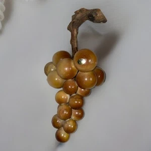 Vintage Italian Alabaster Marble Stone Grape Cluster Wood Stem - Picture 1 of 5