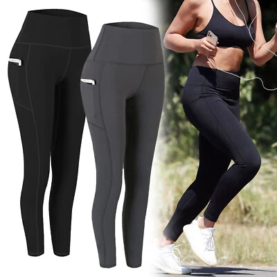 Women High Waist Leggings Pocket Fitness Running Ladies Yoga Gym Sports Pants - Image 1 of 4