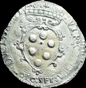 Cesare d´Este and Virginia de Medici AR Da 6 Bolognini. 1598-1615 AD.Modena Rare - Picture 1 of 2