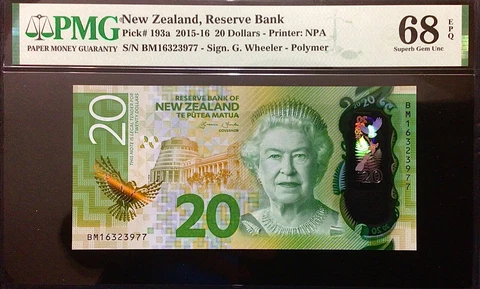 Canada - New Zealand $20 Dollars 2015-2016 Polymer Banknote 193a PMG 68 EPQ 👍 Cover