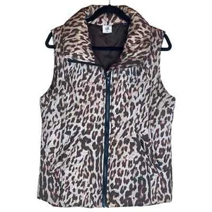 CAbi Juliet Puffer Vest Zip Leopard Animal Print Brown Style 3120 - Picture 1 of 13