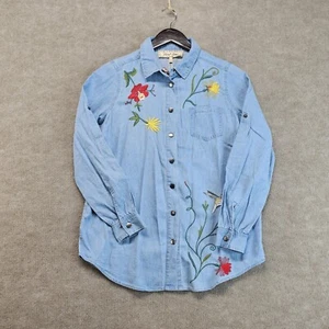 Cheryl Crow Pearl Snap western denim long sleeve Size XSmall  - Picture 1 of 10