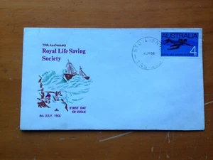 1966 AUSTRALIA 75TH ANNIVERSARY ROYAL LIFE SAVING FDC BY ROYAL PURPLE & BROWN 1 - Picture 1 of 4