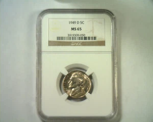 1949-D Jefferson Nickel NGC MS 65 BONITA MONEDA ORIGINAL DE BOBS MONEDAS ENVÍO RÁPIDO - Imagen 1 de 2