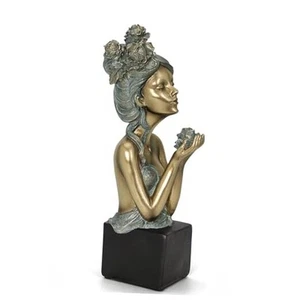 Gold Woman Bust Statues for Home Decor, Lady Head Sculpture Decoration, Modern - Picture 1 of 7