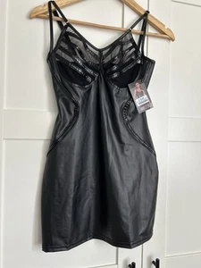 Noir Handmade R-wet Look Dress With Mesh F078 Black Size Uk 10 Medium Erotic NEW - Picture 1 of 7