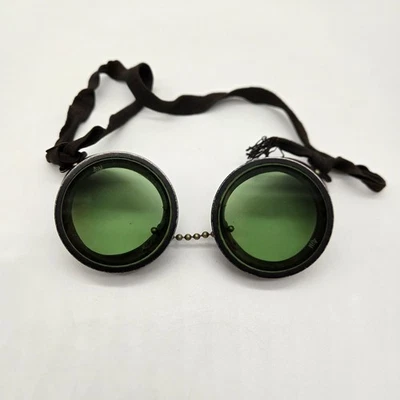 Gafas de seguridad de soldadura óptica americana lentes verdes Steampunk de colección años 40 Foto 1 de 4