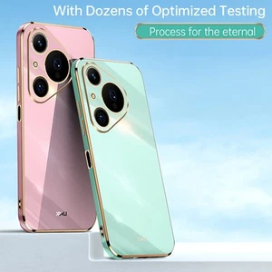 Funda Carcasa Goma Suave Marco Chapado Color Caramelo Lujo Para Huawei Pura 80 - Imagen 1 de 13