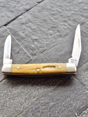 Vintage 1989 Case XX 19USA89 52033 SS Genuine Stag 2 Blade Pen Pocket Knife - Image 1 of 4