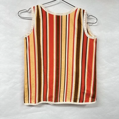 Blusa sin mangas pequeña a rayas verticales vintage años 70 envolvente  Foto 1 de 4