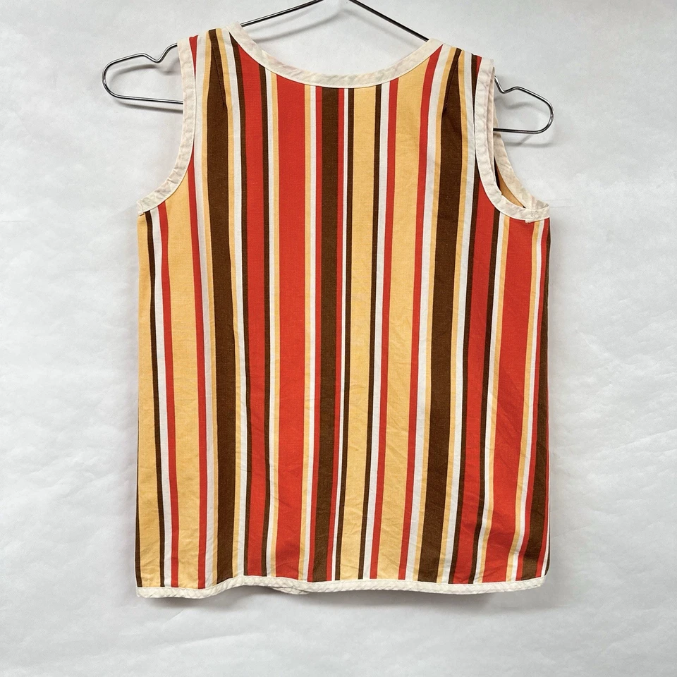 Blusa sin mangas pequeña a rayas verticales vintage años 70 envolvente  Foto 1 de 4