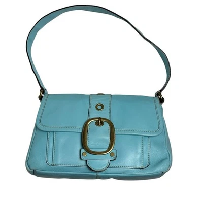 Bolso de hombro Banana Republic 2005 azul aguamarina hebilla de latón cartera baguette años 2000 Foto 1 de 4