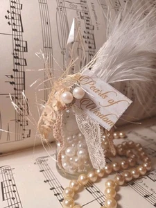 LOVELY! EMBELLISHED VINTAGE BOTTLE PEARLS OF WISDOM BRIDE LACE JEWELRY CRYSTALS - Picture 1 of 7