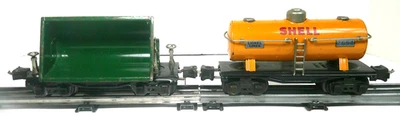 Lionel 2654 & 2659 Prewar Tinplate Dump Car & Tank Car,  Automatic Couplers - Image 1 of 4