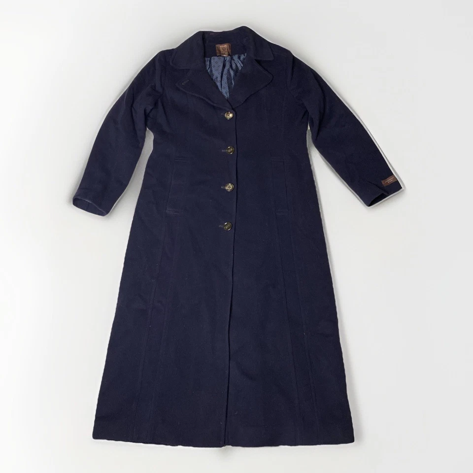 Maxi abrigo Anne Klein de un solo pecho azul marino guisante para mujer 16 mezcla de lana de cachemir Foto 1 de 4