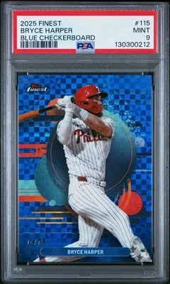 2025 FINEST BRYCE HARPER/75 BLUE CHECKERBOARD LOW POP PSA 9 - Image 1 of 4