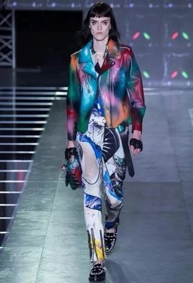 LOUIS VUITTON LEATHER GRAFFITI MOTO JACKET RUNWAY  $5900 - Image 1 of 4
