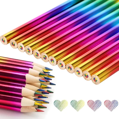 Colored Pencils for Adult Coloring Books Rainbow Color Pencil Set 12 Pcs 4 Color