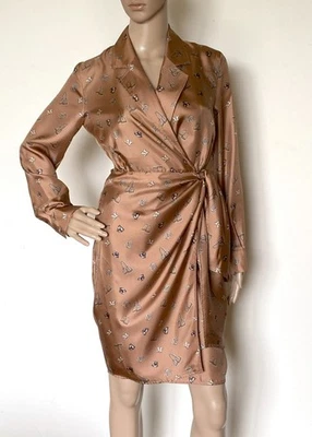 MAX MARA,Monogram 100% 真丝裹身连衣裙,美国 8 码,10 GB,38 DE,42 IT — 第 1/4 张图片