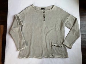 Pure Handknit Pullover Sweater Womens size L/XL Lagenlook Cotton Cottagecore EUC - Picture 1 of 6