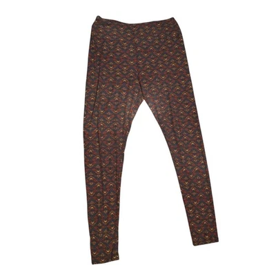 Lularoe TC Tall & Curvy Leggings Diamond Print Red and Blue Geometric Design - Image 1 of 4