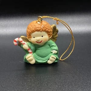 Vintage Angel with Candy Cane Christmas Ornament Made in China Hard Plastic - Picture 1 of 10