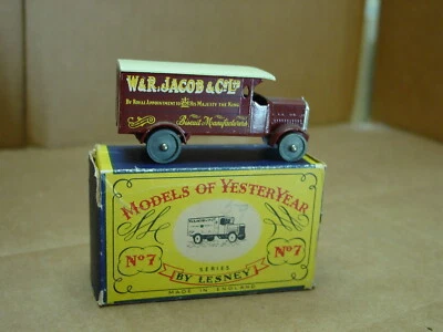 VINTAGE MATCHBOX MODELS OF YESTERYEAR 1918 LEYLAND  4 TON VAN W&R JACOB Y7 W/BOX - Image 1 of 4
