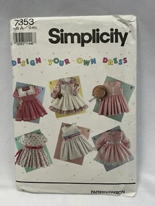 Simplicity 7353 Mädchen Kleid Gr. A (2-6X) Schnittmuster selbst gestalten - Schnitt - Bild 1 von 4