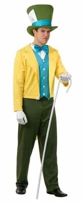 Madder Hatter Mad Alice Wonderland Yellow Dress Up Halloween DLX Adult Costume - Image 1 of 2