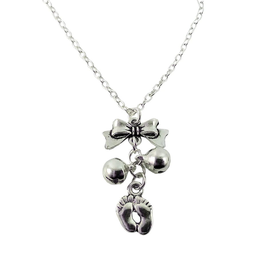 Collana in Acciaio CHIAMA ANGELI con ciondolo PIEDINI Argento piedi Mamma Donna - Immagine 1 di 4