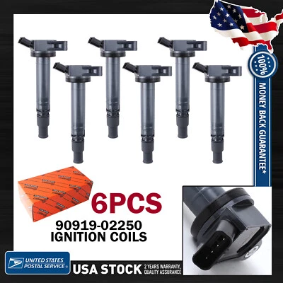 Ignition Coils OEM 6X 90919-02250 For Lexus RC300 2016 For Toyota Corolla 2019 - Image 1 of 4