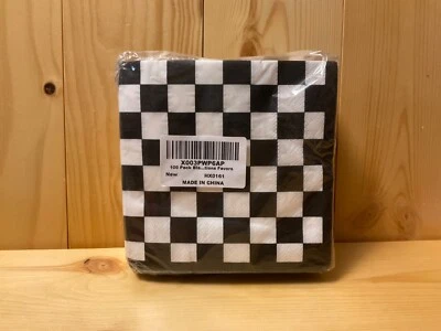 Black & White Check Beverage Napkins 100 Pack Car Racing Birthday Party Decor - Image 1 of 4