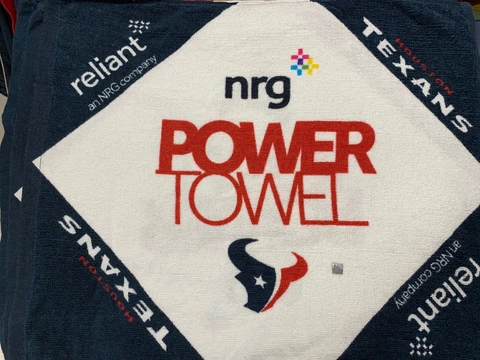 OLDER HOUSTON TEXANS OFFICIAL DEEP STEEL BLUE POWER TOWEL RELIANT NRG NEW Cover