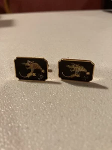 Vintage Etched Tiger And Bamboo cufflinks With Mark I Cannot Read - Picture 1 of 4