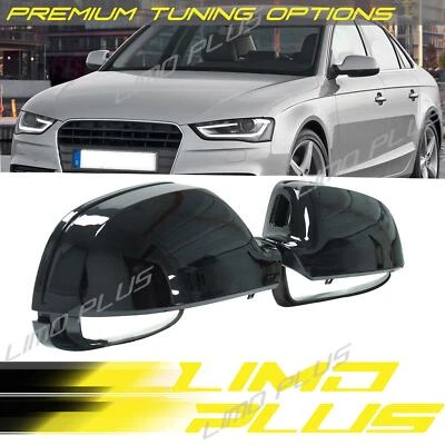 Gloss Black Mirror Cover Caps for Audi A4 S4 RS4 B8.5 A5 S5 w/ Lane Assist 11-15 Foto 1 de 4