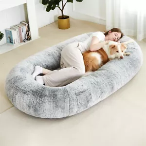 Human Size Pet Bed Calming Mattress Sofa Sleeping Floor Cushion Removable Cover - Picture 1 of 12