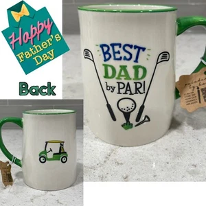 Hand Painted BEST DAD BY PAR Golf Cart on Back 17oz. Mug by Lang Father’s Day - Picture 1 of 7