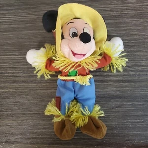 Disney World 8” Mickey Mouse Scarecrow Beanie Fall Harvest Stuffed Animal Toy - Picture 1 of 5
