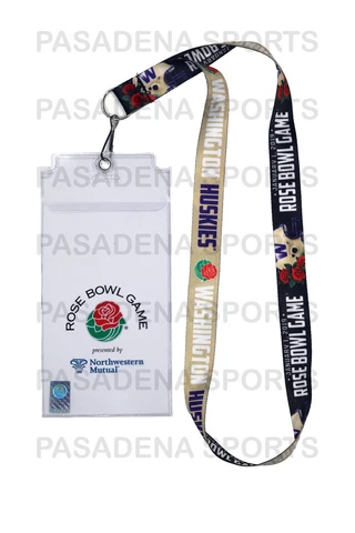 OFFICIAL 2019 ROSE BOWL UNIV WASHINGTON HUSKIES 2-sided LANYARD & TICKET HOLDER Cover