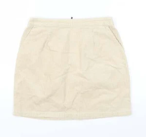 New Look Womens Beige Cotton Blend A-Line Skirt Size 6 - Picture 1 of 12