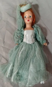 Antike kleine Puppe mit Biskuitkopf im blauen Kleid bemaltes Auge alles original - Bild 1 von 4