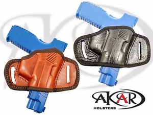 BLACK OR BROWN LEATHER QUICK DRAW BELT SLIDE OWB HOLSTER Springfield Armory XD - Picture 1 of 3